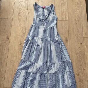 Betsey Johnson Blue and White Maxi Dress